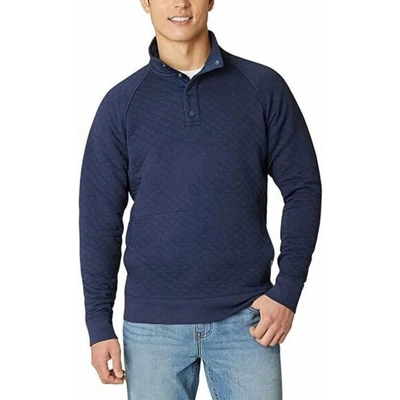 Eddie Bauer Men's Quilted Quarter Snap Pullover Sweater Blue XXL - Picture 1 of 8